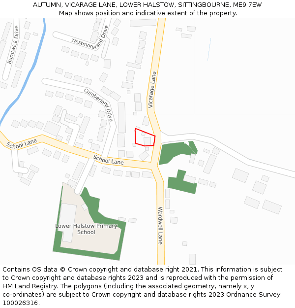 AUTUMN, VICARAGE LANE, LOWER HALSTOW, SITTINGBOURNE, ME9 7EW: Location map and indicative extent of plot