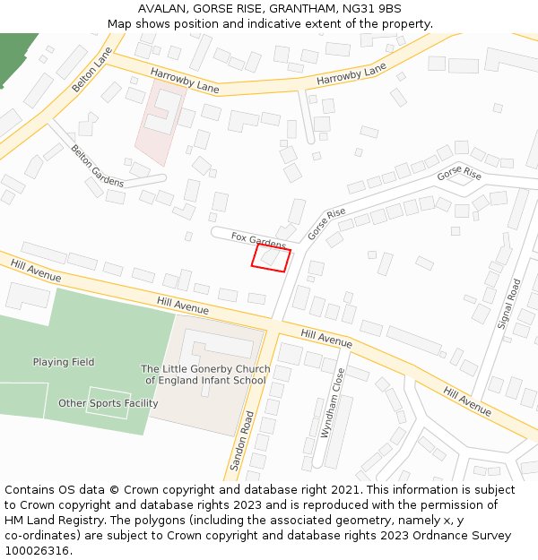 AVALAN, GORSE RISE, GRANTHAM, NG31 9BS: Location map and indicative extent of plot