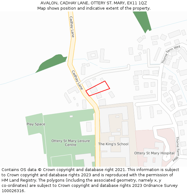 AVALON, CADHAY LANE, OTTERY ST. MARY, EX11 1QZ: Location map and indicative extent of plot