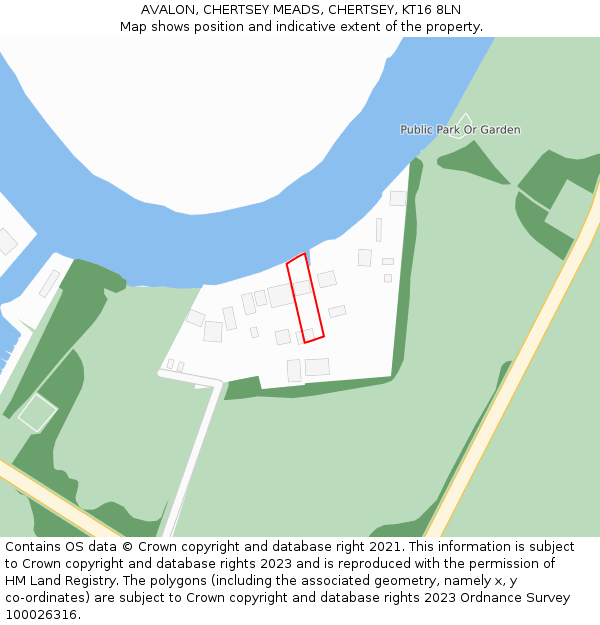 AVALON, CHERTSEY MEADS, CHERTSEY, KT16 8LN: Location map and indicative extent of plot