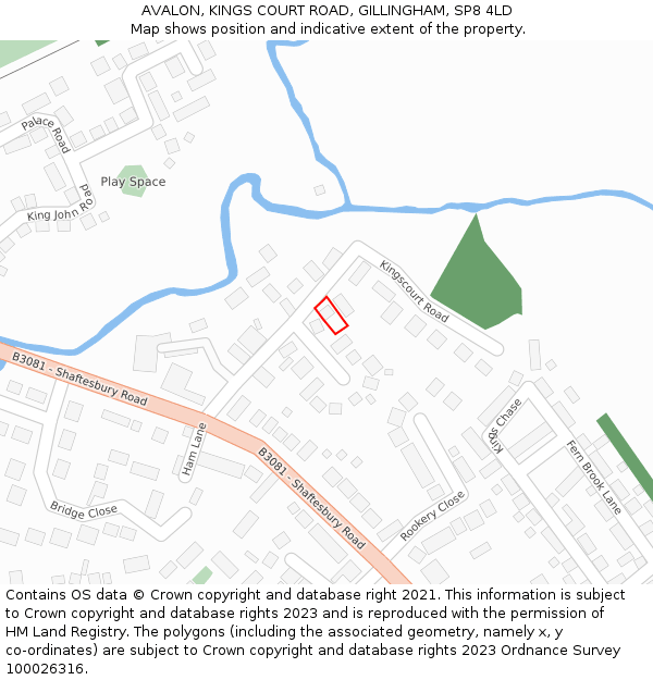 AVALON, KINGS COURT ROAD, GILLINGHAM, SP8 4LD: Location map and indicative extent of plot