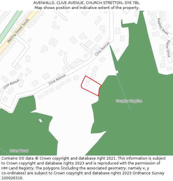 AVENHILLS, CLIVE AVENUE, CHURCH STRETTON, SY6 7BL: Location map and indicative extent of plot