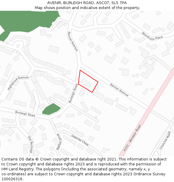 AVENIR, BURLEIGH ROAD, ASCOT, SL5 7PA: Location map and indicative extent of plot