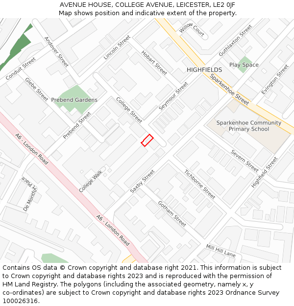 AVENUE HOUSE, COLLEGE AVENUE, LEICESTER, LE2 0JF: Location map and indicative extent of plot