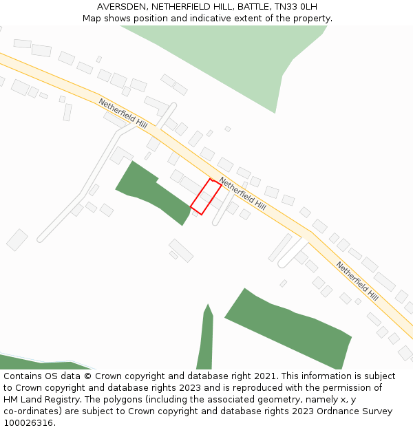 AVERSDEN, NETHERFIELD HILL, BATTLE, TN33 0LH: Location map and indicative extent of plot
