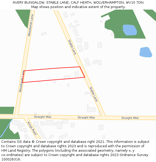 AVERY BUNGALOW, STABLE LANE, CALF HEATH, WOLVERHAMPTON, WV10 7DN: Location map and indicative extent of plot