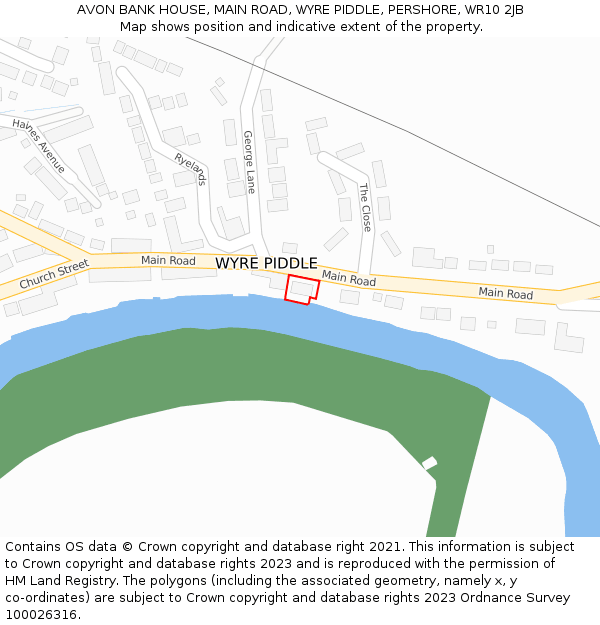 AVON BANK HOUSE, MAIN ROAD, WYRE PIDDLE, PERSHORE, WR10 2JB: Location map and indicative extent of plot