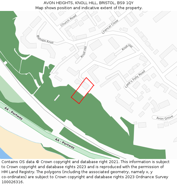 AVON HEIGHTS, KNOLL HILL, BRISTOL, BS9 1QY: Location map and indicative extent of plot