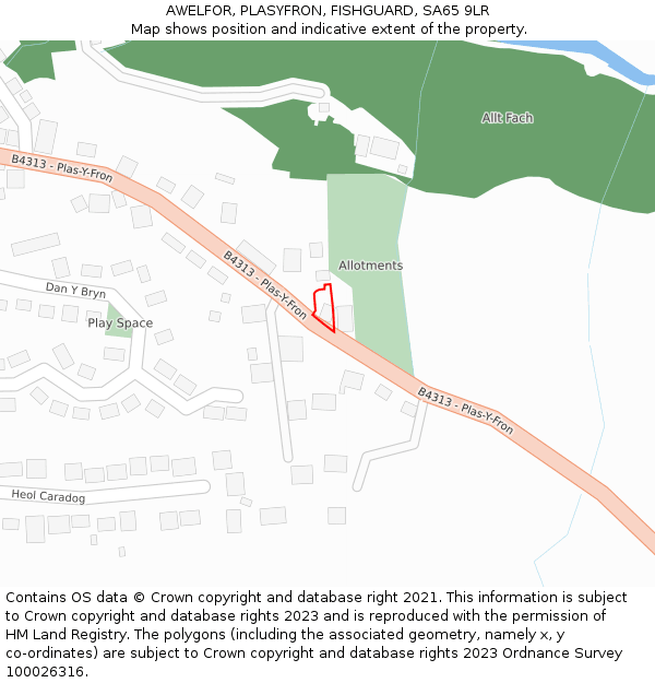 AWELFOR, PLASYFRON, FISHGUARD, SA65 9LR: Location map and indicative extent of plot