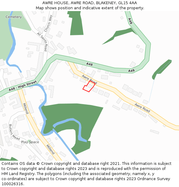 AWRE HOUSE, AWRE ROAD, BLAKENEY, GL15 4AA: Location map and indicative extent of plot