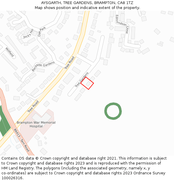 AYSGARTH, TREE GARDENS, BRAMPTON, CA8 1TZ: Location map and indicative extent of plot