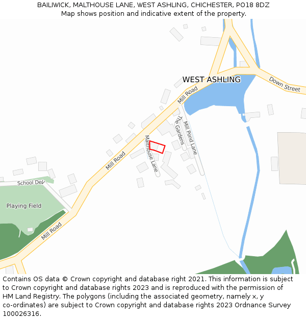 BAILIWICK, MALTHOUSE LANE, WEST ASHLING, CHICHESTER, PO18 8DZ: Location map and indicative extent of plot