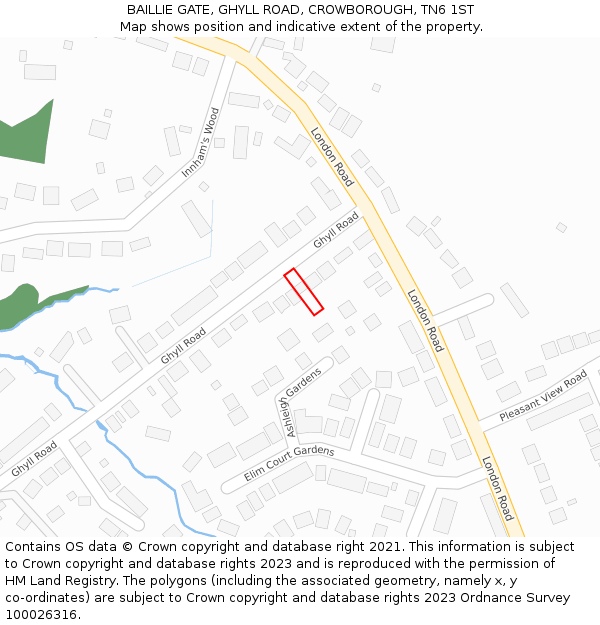 BAILLIE GATE, GHYLL ROAD, CROWBOROUGH, TN6 1ST: Location map and indicative extent of plot