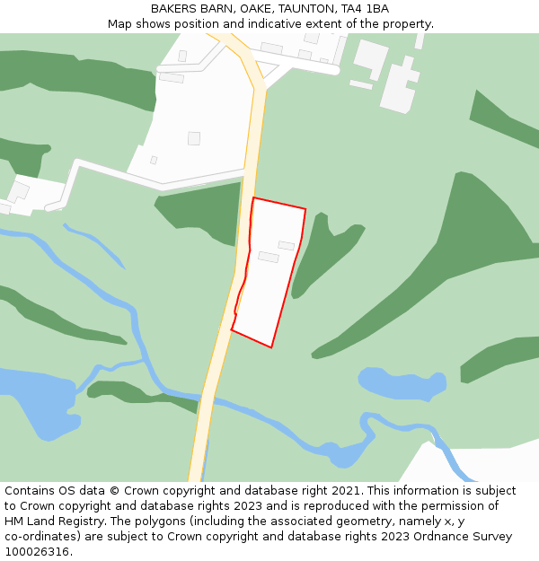 BAKERS BARN, OAKE, TAUNTON, TA4 1BA: Location map and indicative extent of plot