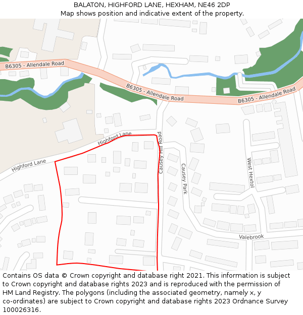 BALATON, HIGHFORD LANE, HEXHAM, NE46 2DP: Location map and indicative extent of plot