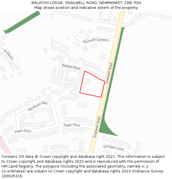 BALATON LODGE, SNAILWELL ROAD, NEWMARKET, CB8 7DN: Location map and indicative extent of plot