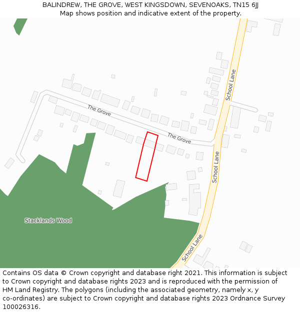 BALINDREW, THE GROVE, WEST KINGSDOWN, SEVENOAKS, TN15 6JJ: Location map and indicative extent of plot