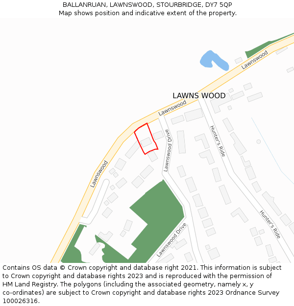 BALLANRUAN, LAWNSWOOD, STOURBRIDGE, DY7 5QP: Location map and indicative extent of plot