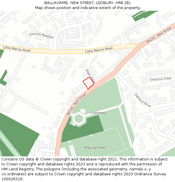 BALLAVAYRE, NEW STREET, LEDBURY, HR8 2EL: Location map and indicative extent of plot