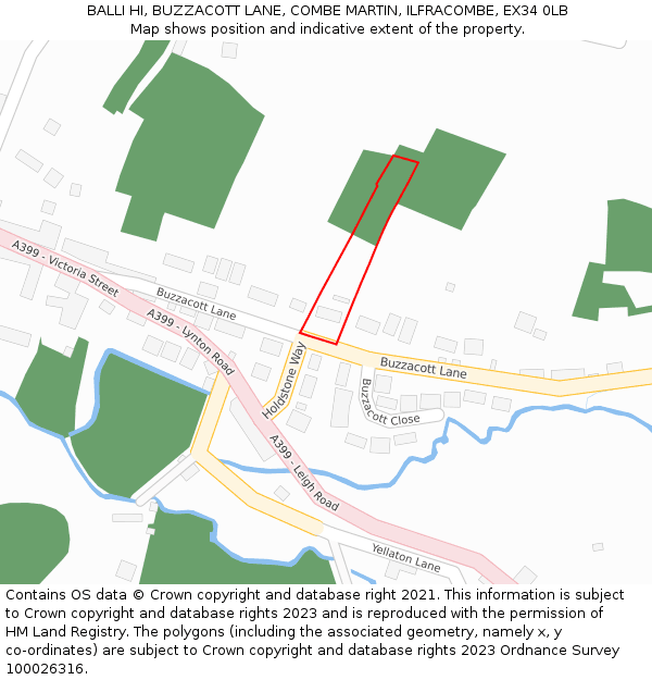 BALLI HI, BUZZACOTT LANE, COMBE MARTIN, ILFRACOMBE, EX34 0LB: Location map and indicative extent of plot