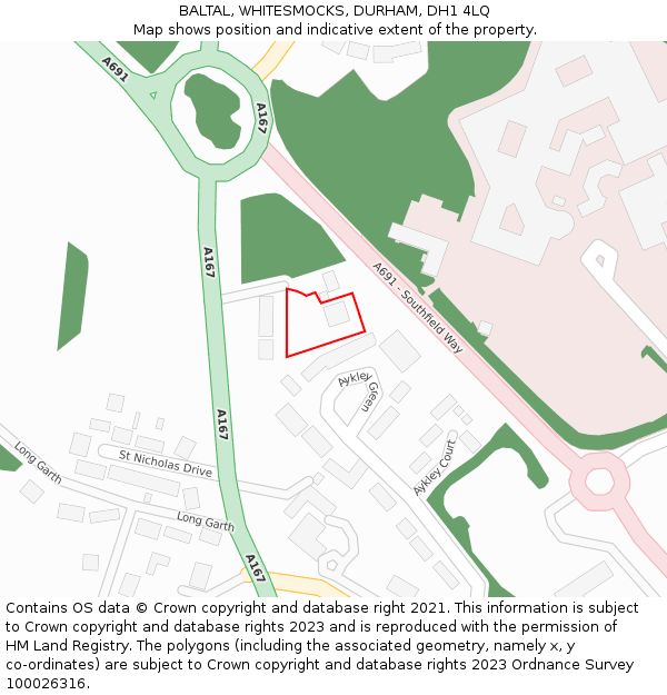 BALTAL, WHITESMOCKS, DURHAM, DH1 4LQ: Location map and indicative extent of plot