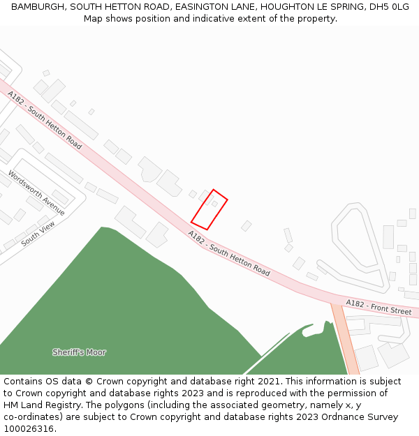 BAMBURGH, SOUTH HETTON ROAD, EASINGTON LANE, HOUGHTON LE SPRING, DH5 0LG: Location map and indicative extent of plot