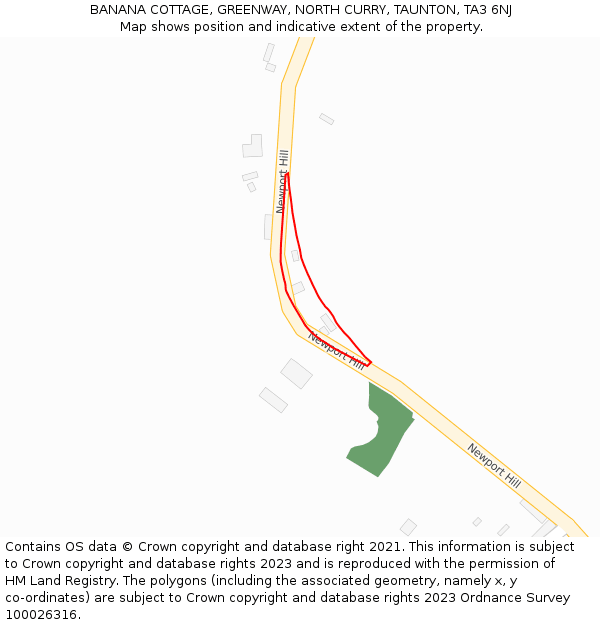 BANANA COTTAGE, GREENWAY, NORTH CURRY, TAUNTON, TA3 6NJ: Location map and indicative extent of plot