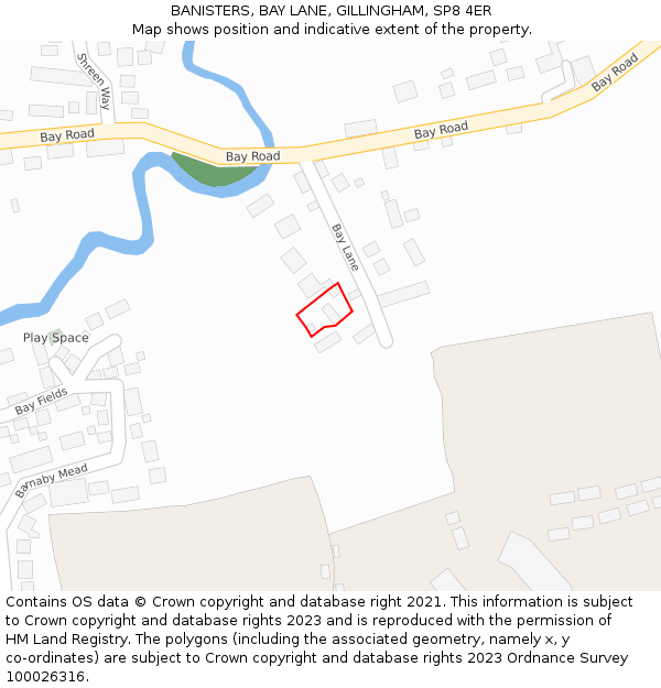 BANISTERS, BAY LANE, GILLINGHAM, SP8 4ER: Location map and indicative extent of plot
