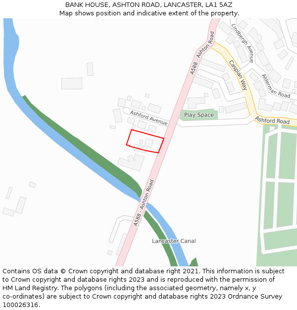 BANK HOUSE, ASHTON ROAD, LANCASTER, LA1 5AZ: Location map and indicative extent of plot