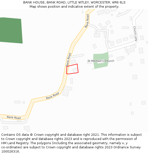 BANK HOUSE, BANK ROAD, LITTLE WITLEY, WORCESTER, WR6 6LS: Location map and indicative extent of plot