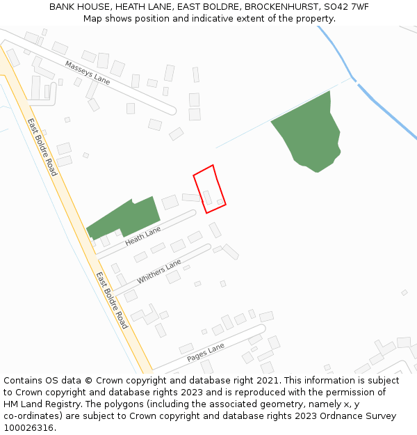 BANK HOUSE, HEATH LANE, EAST BOLDRE, BROCKENHURST, SO42 7WF: Location map and indicative extent of plot