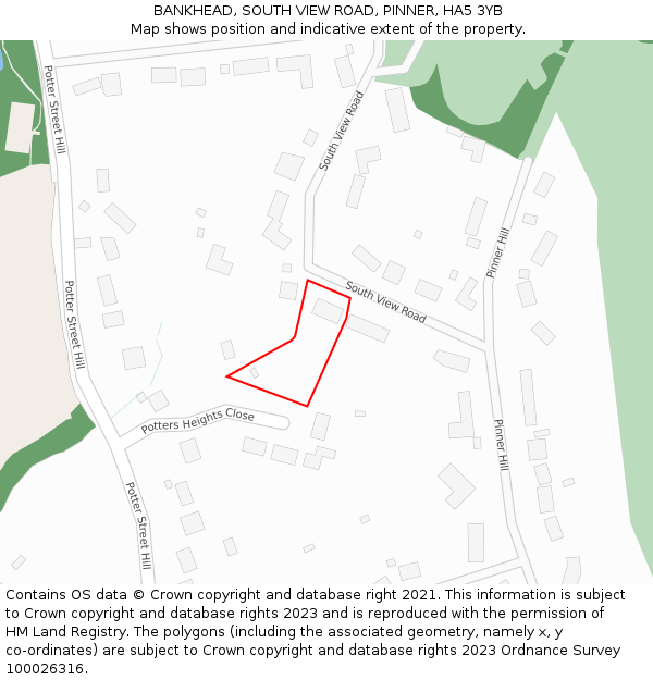 BANKHEAD, SOUTH VIEW ROAD, PINNER, HA5 3YB: Location map and indicative extent of plot
