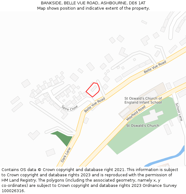 BANKSIDE, BELLE VUE ROAD, ASHBOURNE, DE6 1AT: Location map and indicative extent of plot