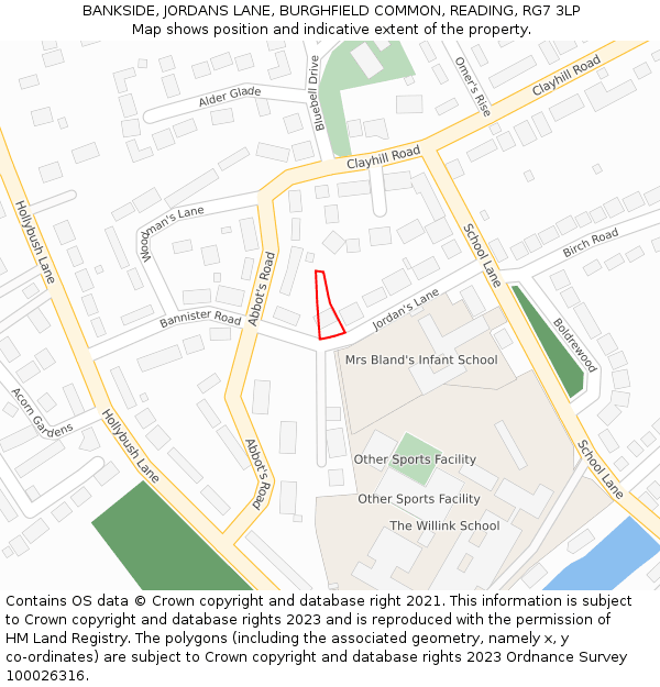 BANKSIDE, JORDANS LANE, BURGHFIELD COMMON, READING, RG7 3LP: Location map and indicative extent of plot
