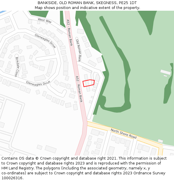 BANKSIDE, OLD ROMAN BANK, SKEGNESS, PE25 1DT: Location map and indicative extent of plot