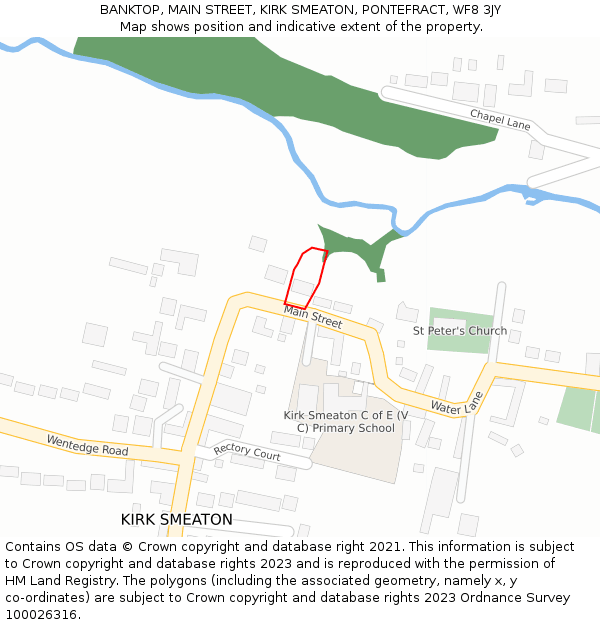 BANKTOP, MAIN STREET, KIRK SMEATON, PONTEFRACT, WF8 3JY: Location map and indicative extent of plot