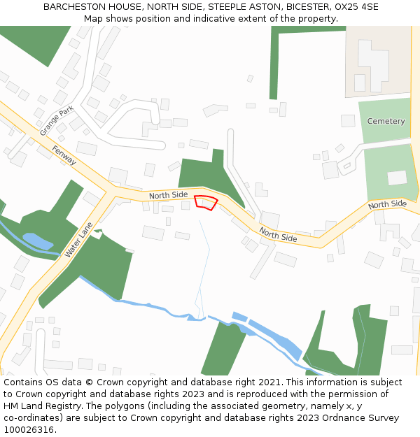 BARCHESTON HOUSE, NORTH SIDE, STEEPLE ASTON, BICESTER, OX25 4SE: Location map and indicative extent of plot
