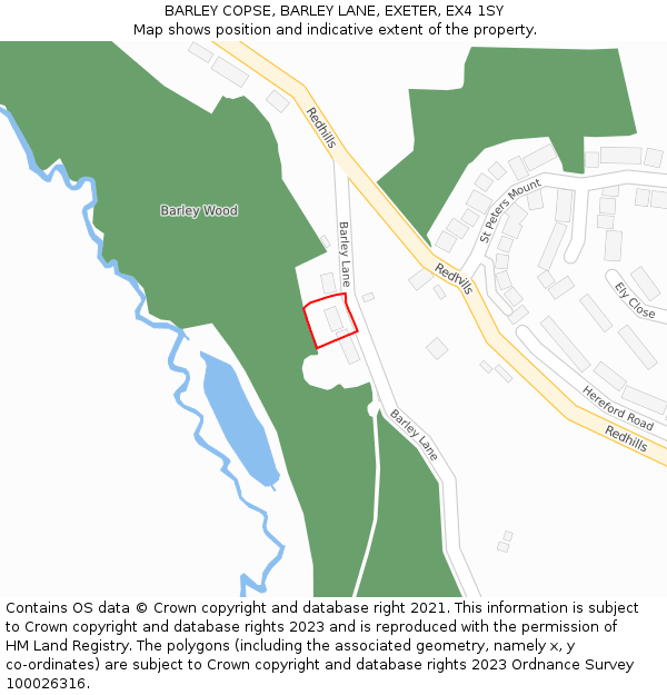 BARLEY COPSE, BARLEY LANE, EXETER, EX4 1SY: Location map and indicative extent of plot