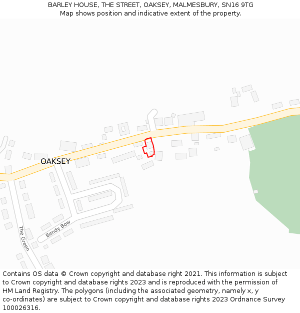 BARLEY HOUSE, THE STREET, OAKSEY, MALMESBURY, SN16 9TG: Location map and indicative extent of plot