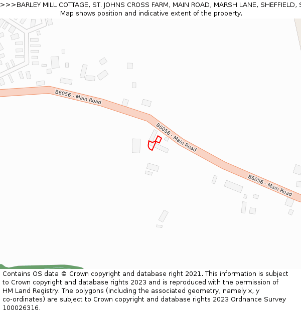 BARLEY MILL COTTAGE, ST. JOHNS CROSS FARM, MAIN ROAD, MARSH LANE, SHEFFIELD, S21 5RH: Location map and indicative extent of plot