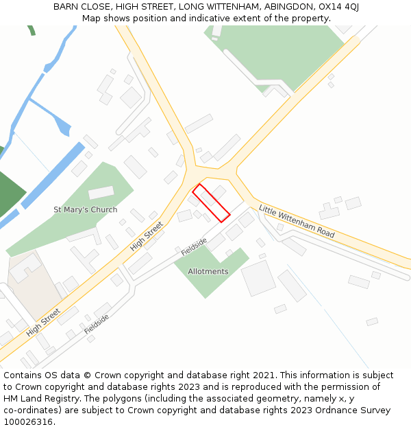 BARN CLOSE, HIGH STREET, LONG WITTENHAM, ABINGDON, OX14 4QJ: Location map and indicative extent of plot