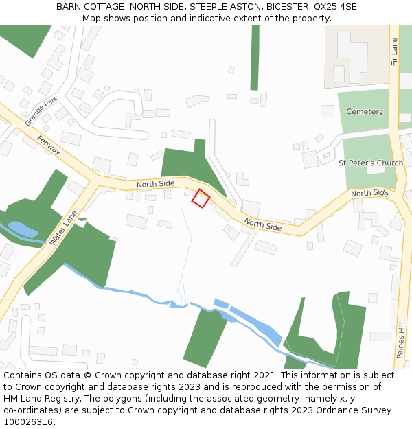 BARN COTTAGE, NORTH SIDE, STEEPLE ASTON, BICESTER, OX25 4SE: Location map and indicative extent of plot