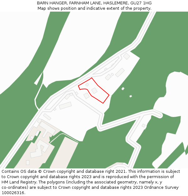 BARN HANGER, FARNHAM LANE, HASLEMERE, GU27 1HG: Location map and indicative extent of plot