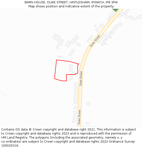 BARN HOUSE, DUKE STREET, HINTLESHAM, IPSWICH, IP8 3PW: Location map and indicative extent of plot