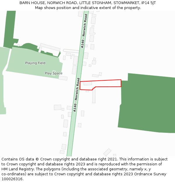 BARN HOUSE, NORWICH ROAD, LITTLE STONHAM, STOWMARKET, IP14 5JT: Location map and indicative extent of plot