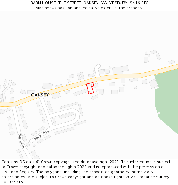 BARN HOUSE, THE STREET, OAKSEY, MALMESBURY, SN16 9TG: Location map and indicative extent of plot