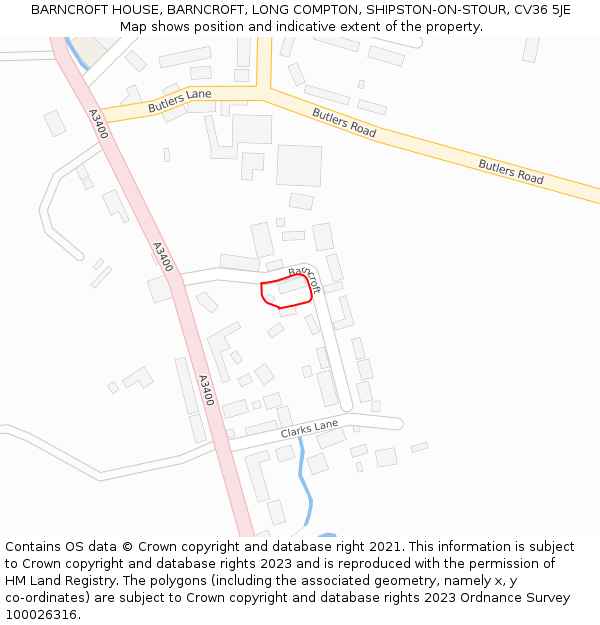 BARNCROFT HOUSE, BARNCROFT, LONG COMPTON, SHIPSTON-ON-STOUR, CV36 5JE: Location map and indicative extent of plot