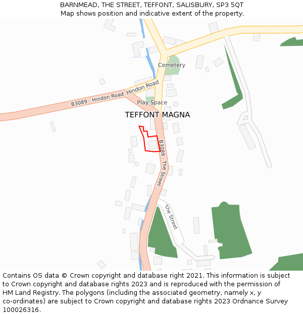 BARNMEAD, THE STREET, TEFFONT, SALISBURY, SP3 5QT: Location map and indicative extent of plot