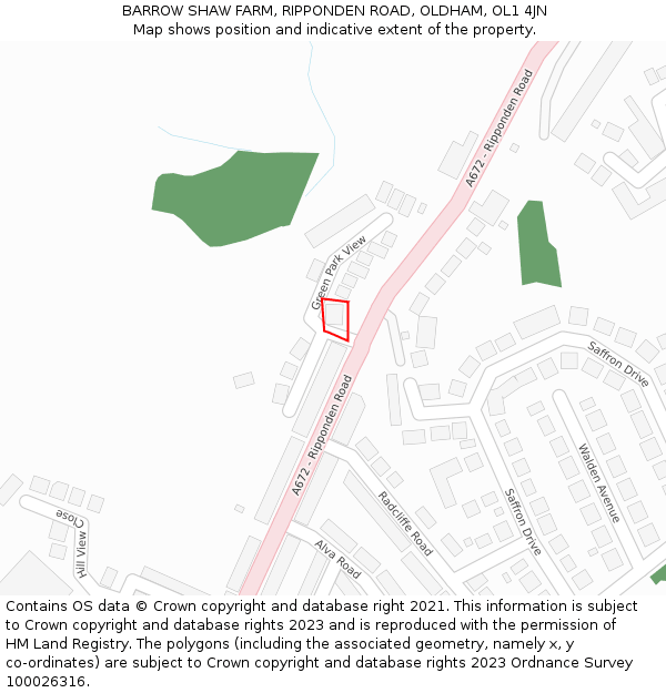 BARROW SHAW FARM, RIPPONDEN ROAD, OLDHAM, OL1 4JN: Location map and indicative extent of plot