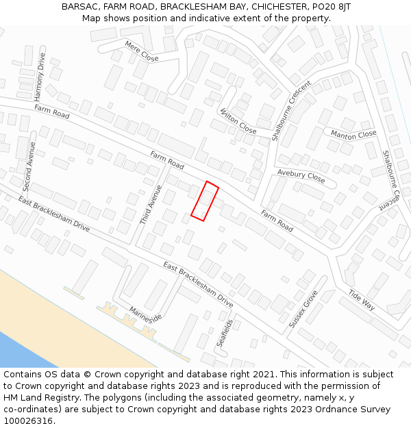 BARSAC, FARM ROAD, BRACKLESHAM BAY, CHICHESTER, PO20 8JT: Location map and indicative extent of plot